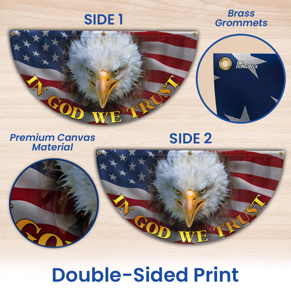 In God We Trust Bald Eagle American Non-Pleated Fan Flag MLN3391FL