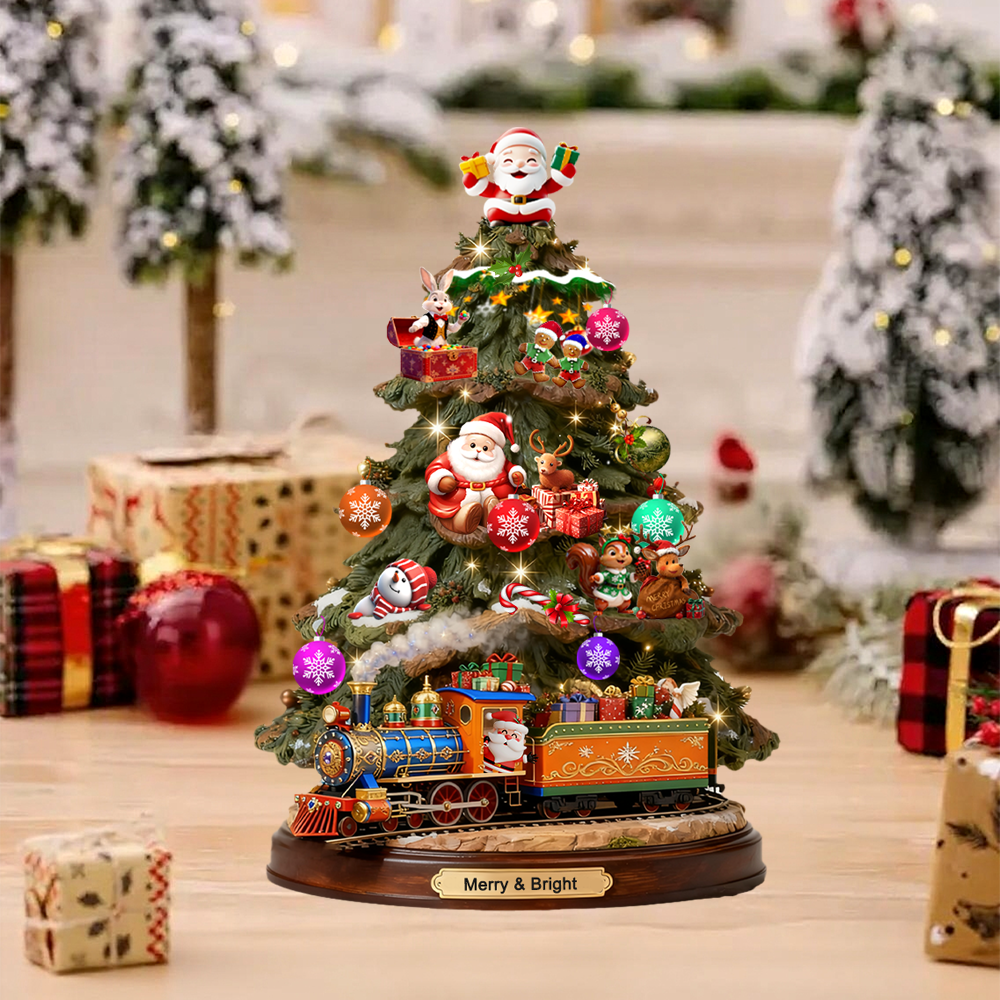 🎄 Merry & Bright Christmas Tree Train Decor
