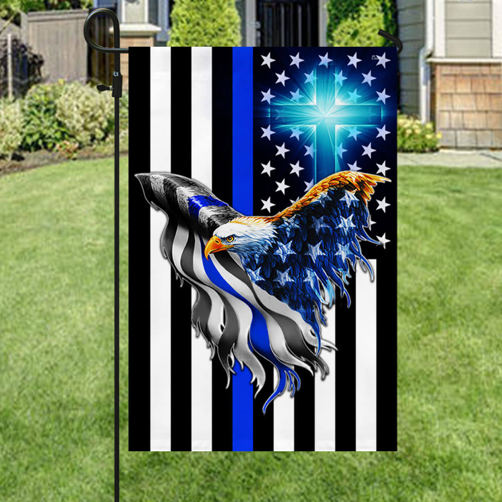 The Thin Blue Line. Police. Law Enforcement American Eagle Flag THB3482Fv1