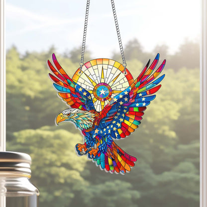 USA Flag American Eagle Suncatcher Acrylic Hanging VTM292ASn
