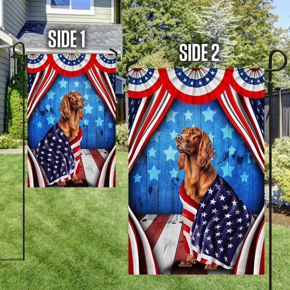 Flagwix American Flag - Happy 4th Of july. Irish Setter Patriotic Dog, American Flag Wrapped in Glory TPT898Fv7