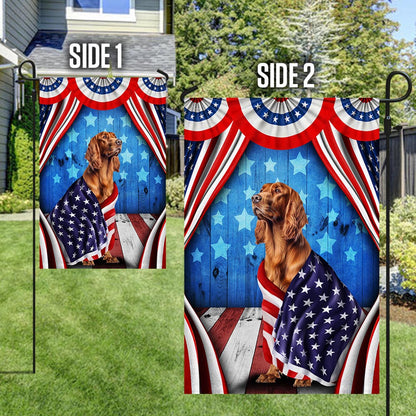 Flagwix American Flag - Happy 4th Of july. Irish Setter Patriotic Dog, American Flag Wrapped in Glory TPT898Fv7