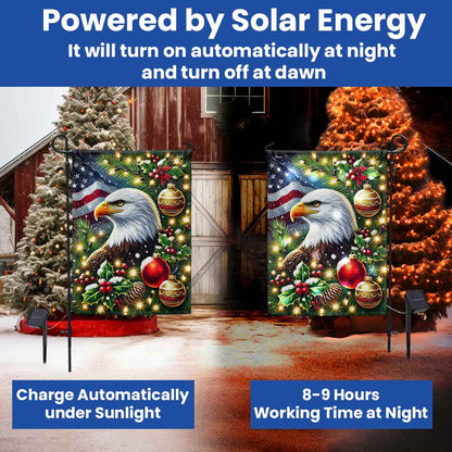 Bald Eagle Christmas American Solar LED Garden Flag MLN4521SF