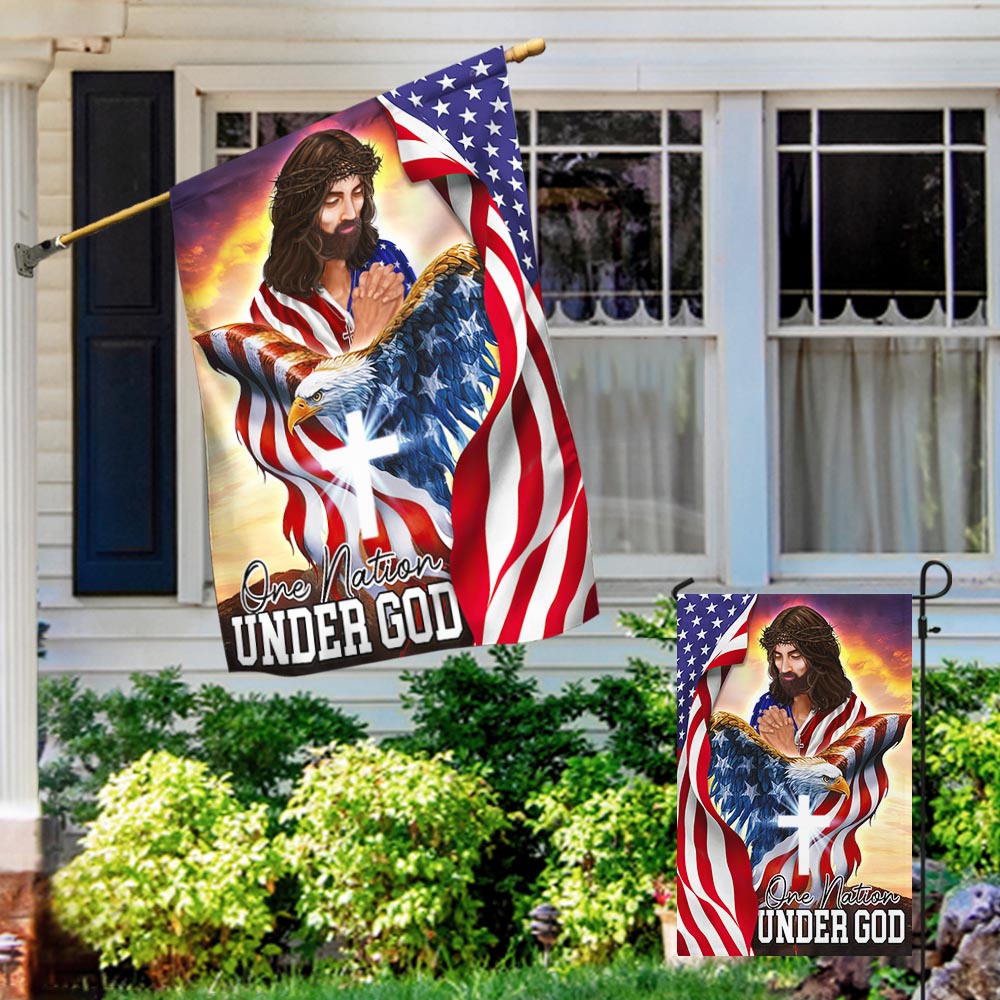 Flagwix American Flag - One Nation Under God, Patriotic Eagle Jesus Christian American Flag TPT902F