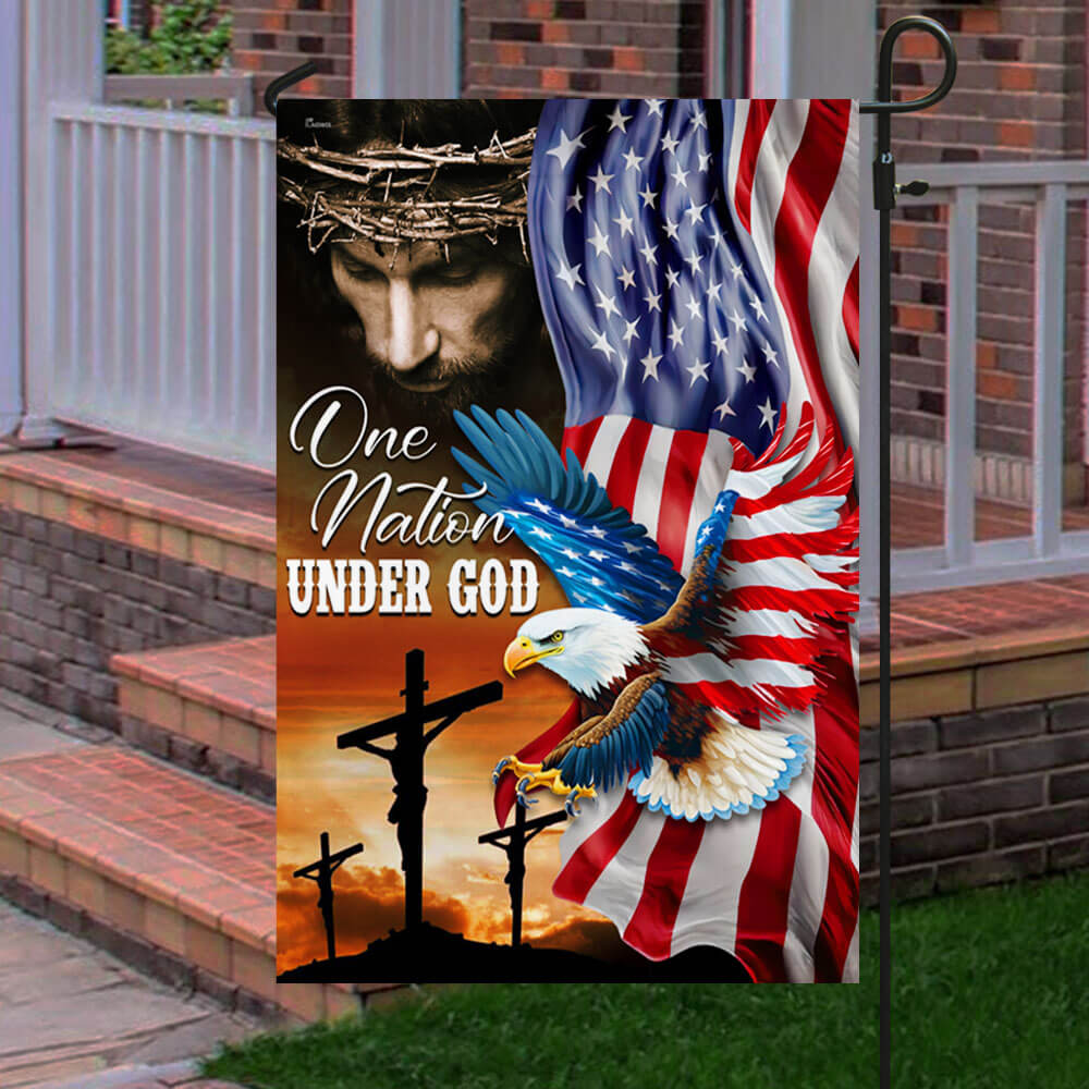 American Flag - One Nation Under God – Jesus Christian American Eagle  Flag