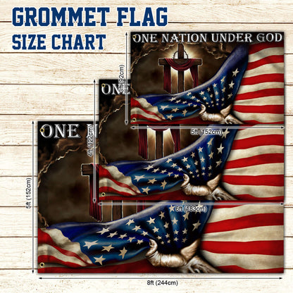 One Nation Under God. Christian Cross American Flag THB2013GF
