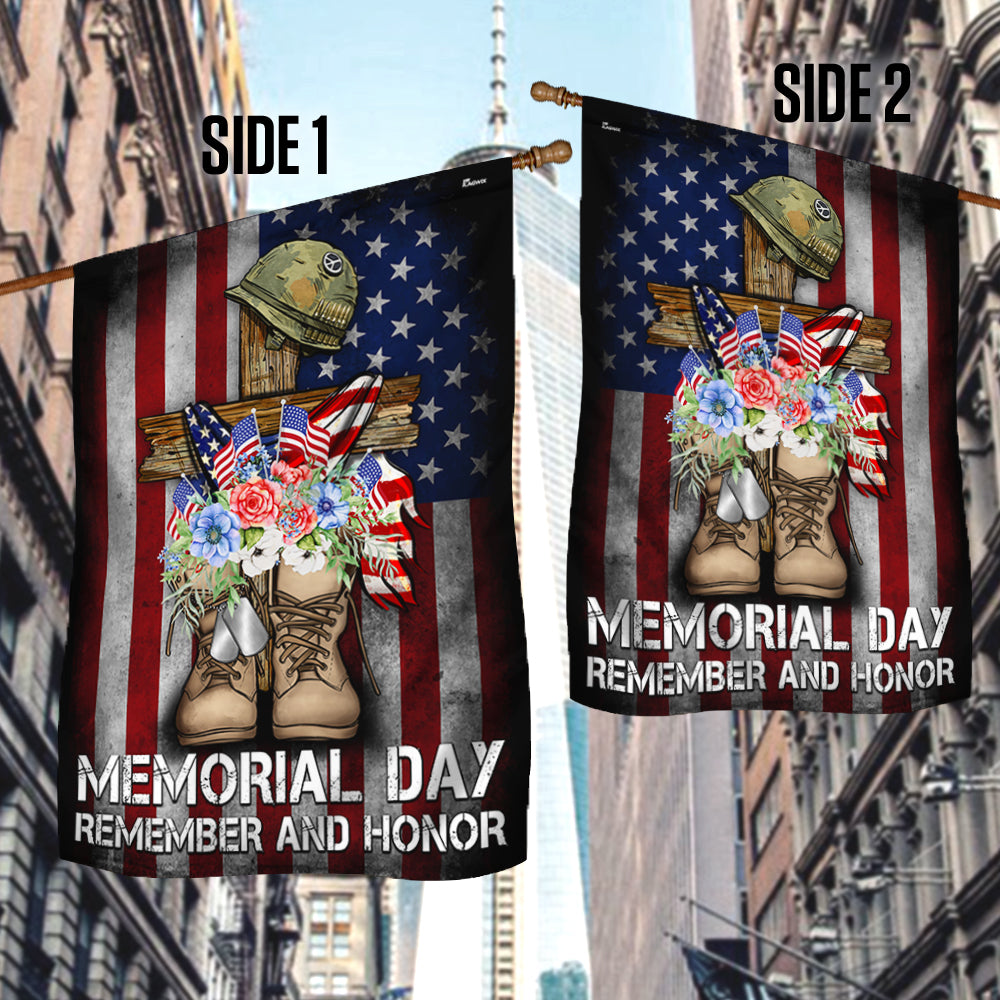 Memorial Day Remember and Honor Veteran Boots Patriotic Flag MLN5330NTH