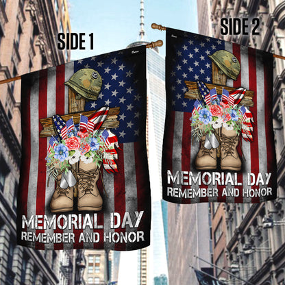 Memorial Day Remember and Honor Veteran Boots Patriotic Flag MLN5330NTH