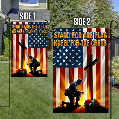FLAGWIX  Veteran Kneeling Cross American Flag Stand For The Flag Kneel For The Cross Flag MLN2560F