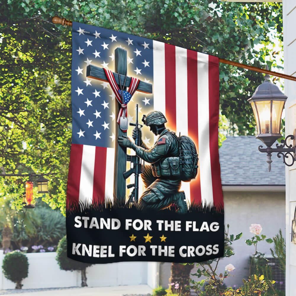 Stand For The Flag Kneel For The Cross – Patriotic Christian Flag for 4th of july & Memorial Displays