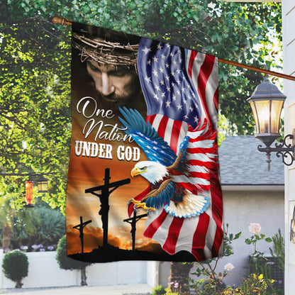 American Flag - One Nation Under God – Jesus Christian American Eagle  Flag