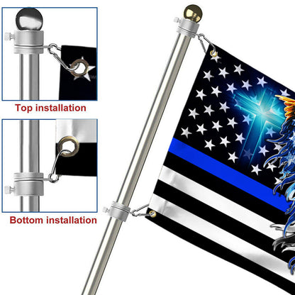 The Thin Blue Line. Police. Law Enforcement American Eagle Flag THB3482GFv1