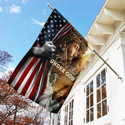 One Nation Under God Jesus Lion American Flag