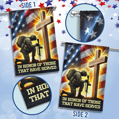 Veteran Flag Kneeling Soldier Cross American Flag MLN3987F