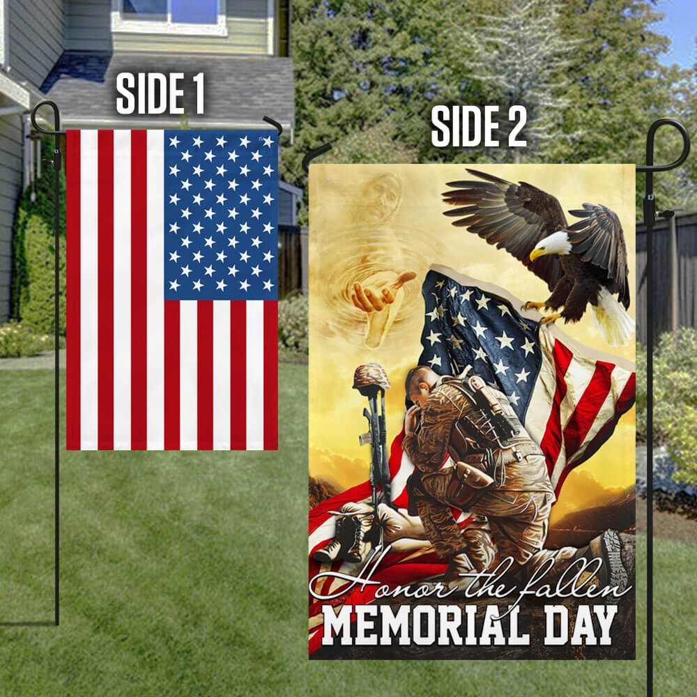 Memorial Day. Remember and Honor Veteran American Eagle Two-Sided Flag TPT787F