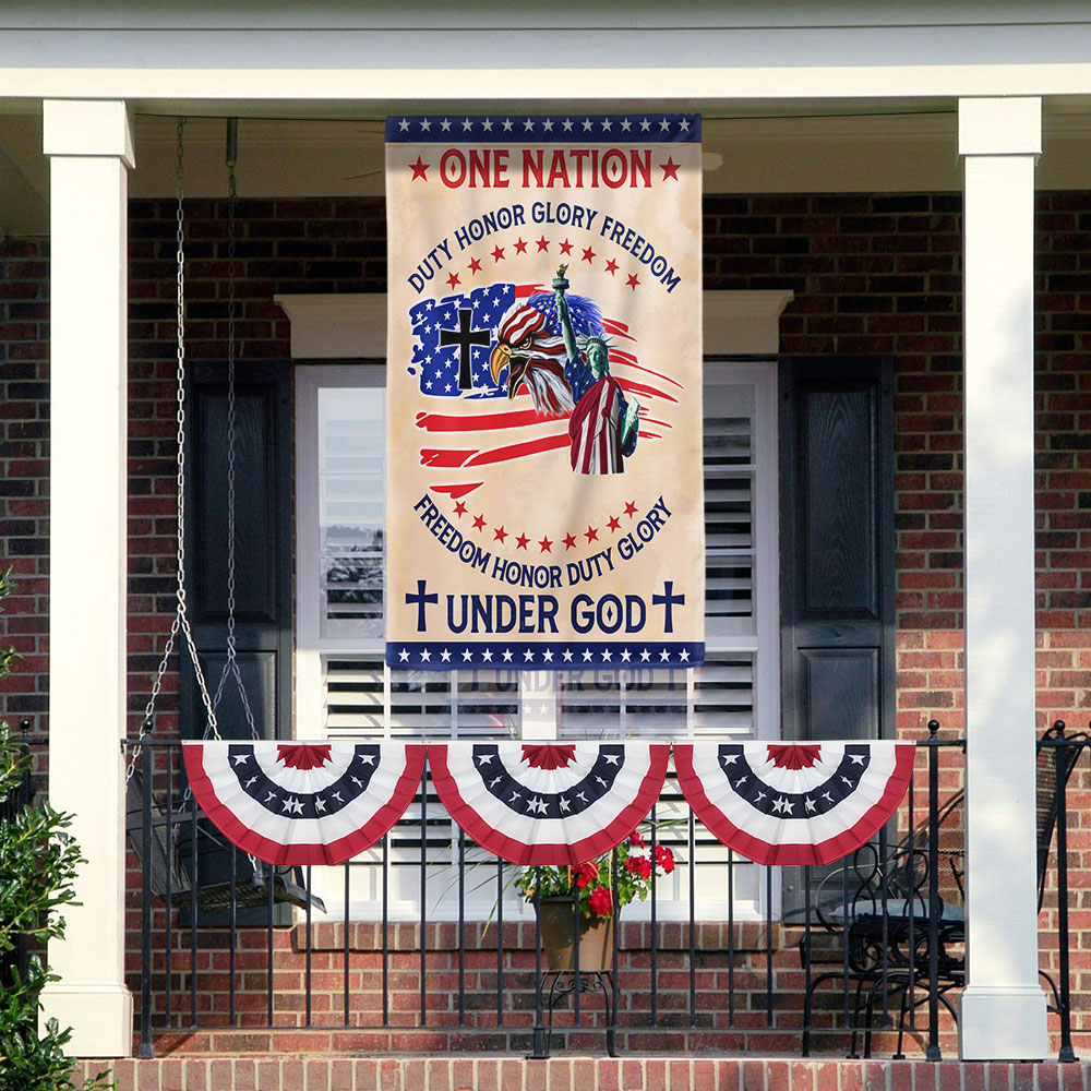 Flagwix American Flag - Patriot Eagle One Nation Under God Duty Honor Glory Freedom Flag MLN1429F