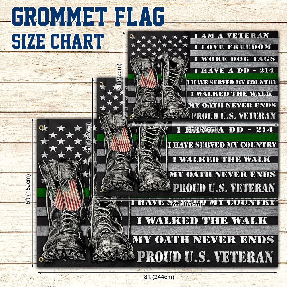 Veteran Flag Proud U.S. Veteran American Grommet Flag QTR40GF