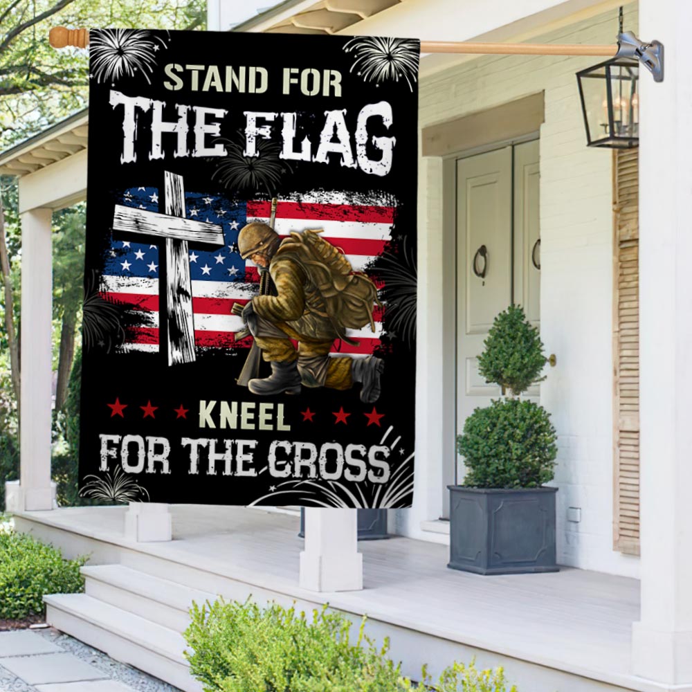 God Veteran Stand For The Flag Kneel For The Cross Flag MLN1513F