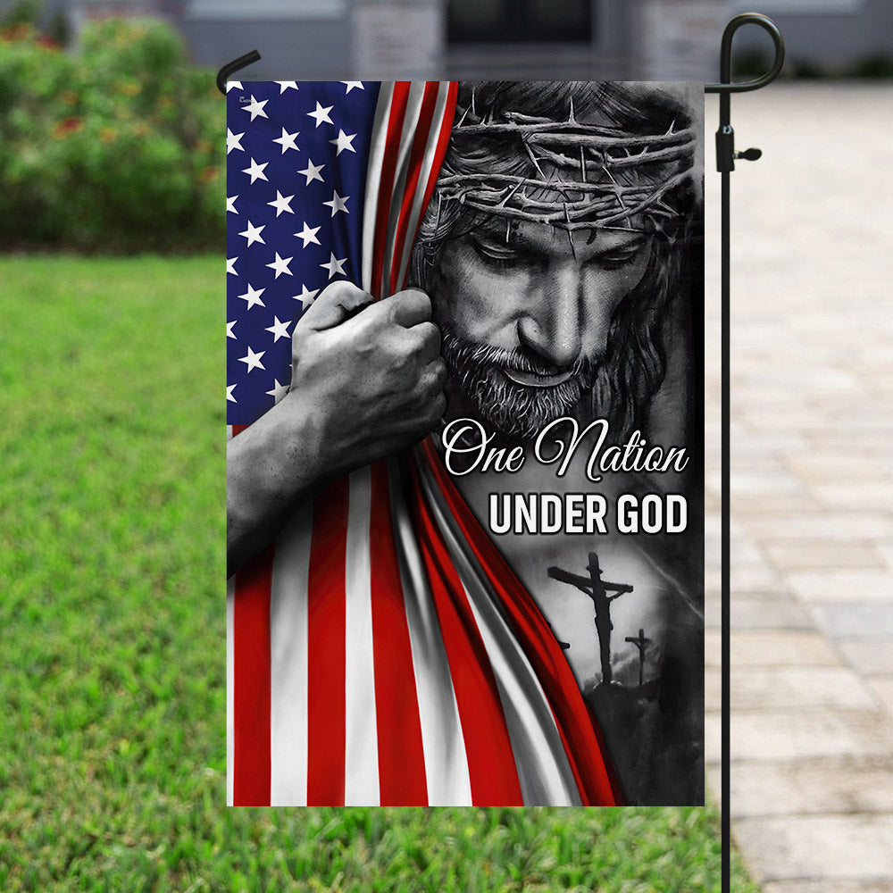 One Nation Under God Flag - Jesus Flag Gift for Faith-Based Patriotic Decor TRL06Fv5