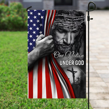 One Nation Under God Flag - Jesus Flag Gift for Faith-Based Patriotic Decor TRL06Fv5