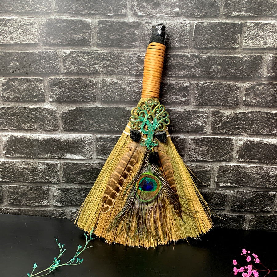 Amethyst Protection Broom – Handcrafted Witch Broom for Energy Cleansing