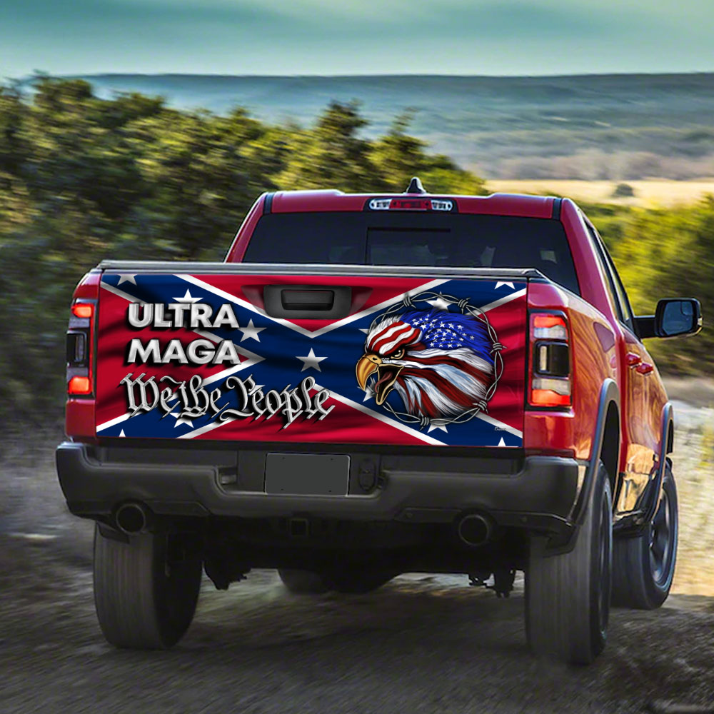 Ultra MAGA Truck Tailgate Decal Sticker Wrap We The People Southern Confederate Flag TQN145TDv1