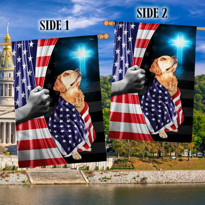 Golden Retriever Patriotic American Flag Wrapped in Glory MLN1430Fv4