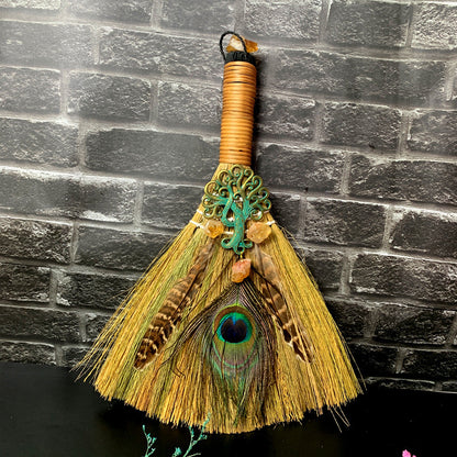 Amethyst Protection Broom – Handcrafted Witch Broom for Energy Cleansing