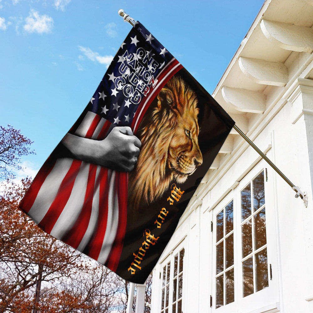 One Nation Under God. Lion American Flag