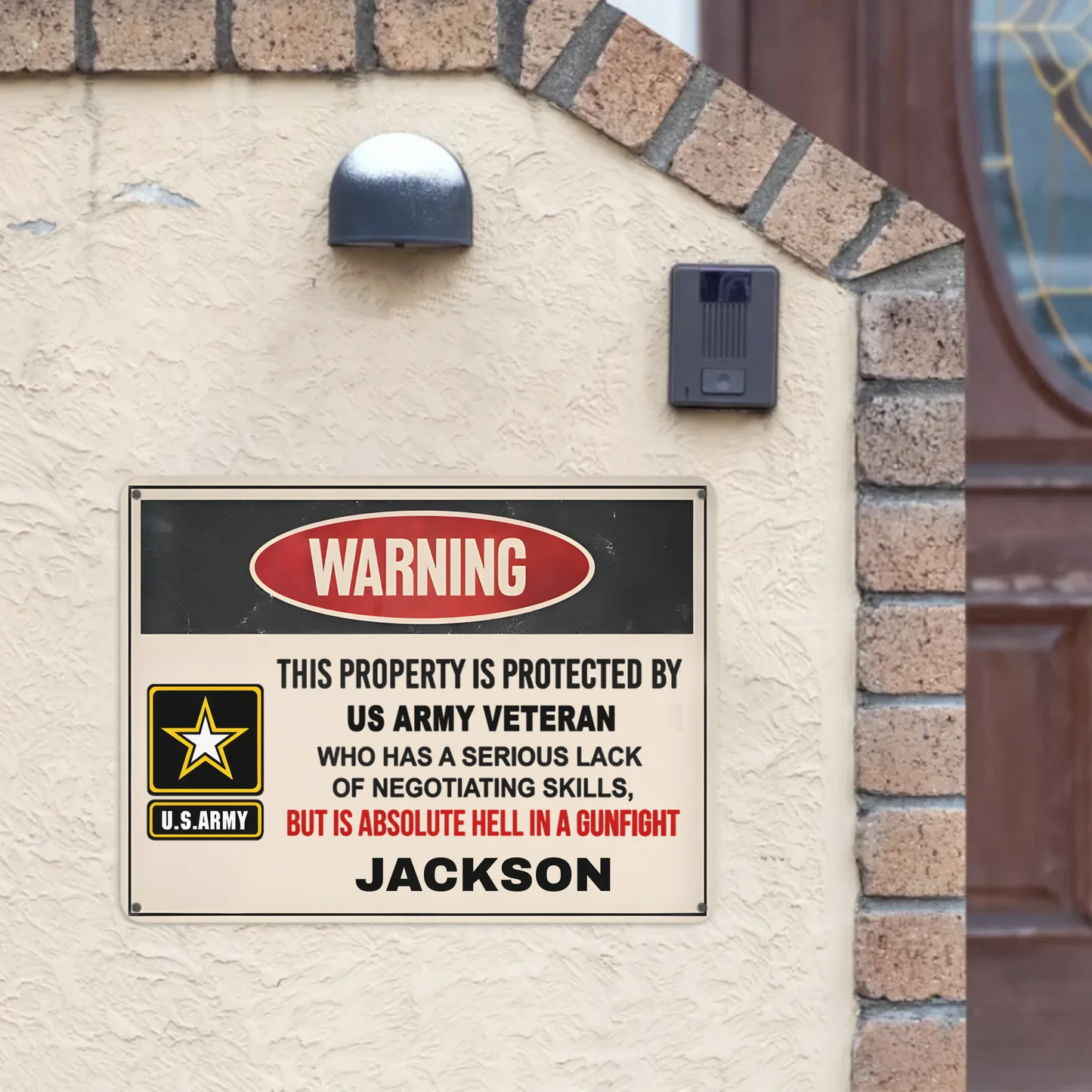 This preperty ls protected by a Veteran/Police/Firefighter - Personalized Custom Metal Painting