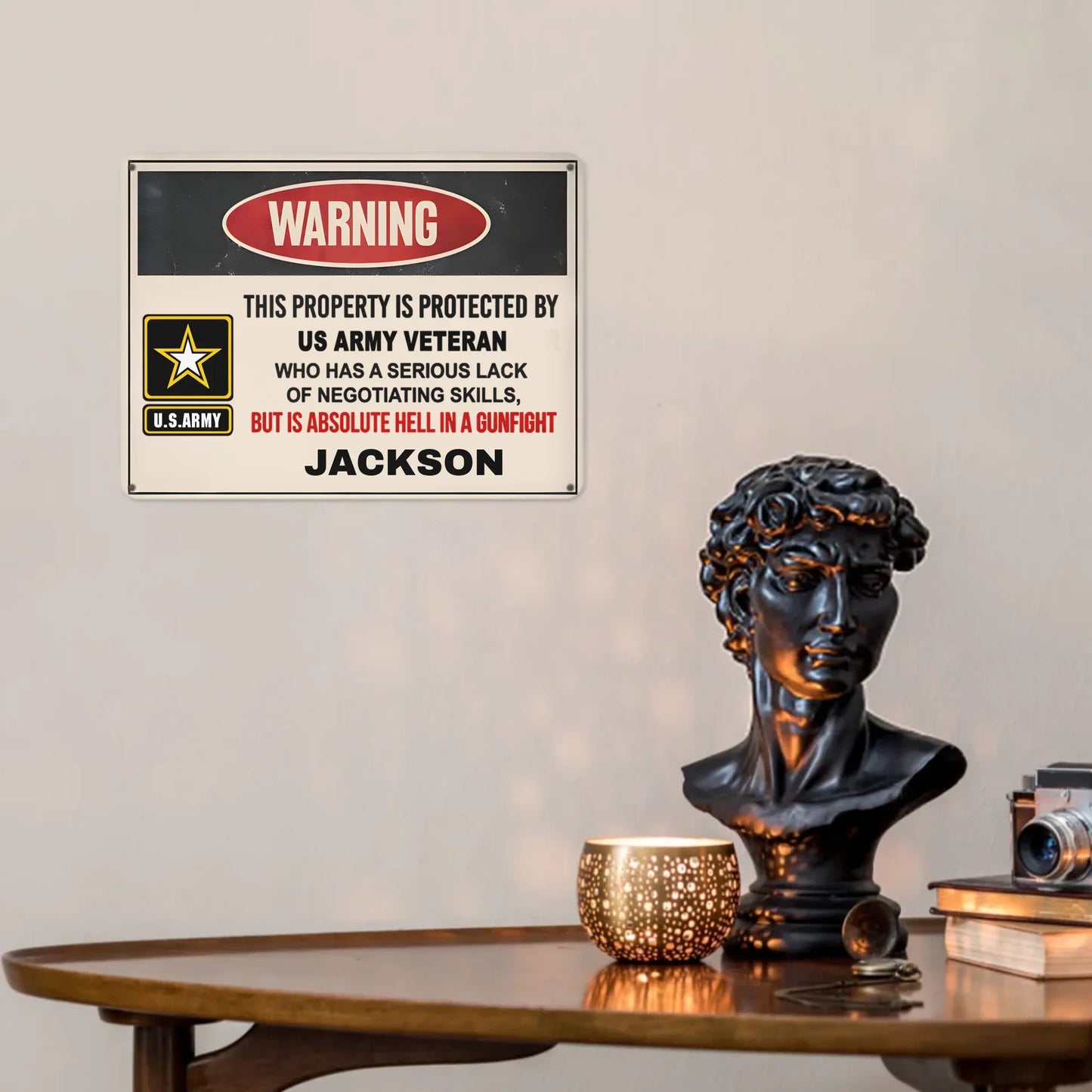 This preperty ls protected by a Veteran/Police/Firefighter - Personalized Custom Metal Painting