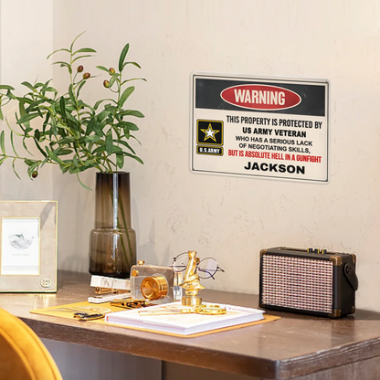 This preperty ls protected by a Veteran/Police/Firefighter - Personalized Custom Metal Painting