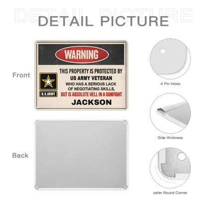 This preperty ls protected by a Veteran/Police/Firefighter - Personalized Custom Metal Painting