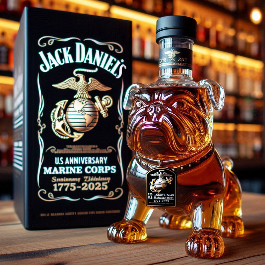 USMC 250th Anniversary Devil Dog Whiskey Bottle