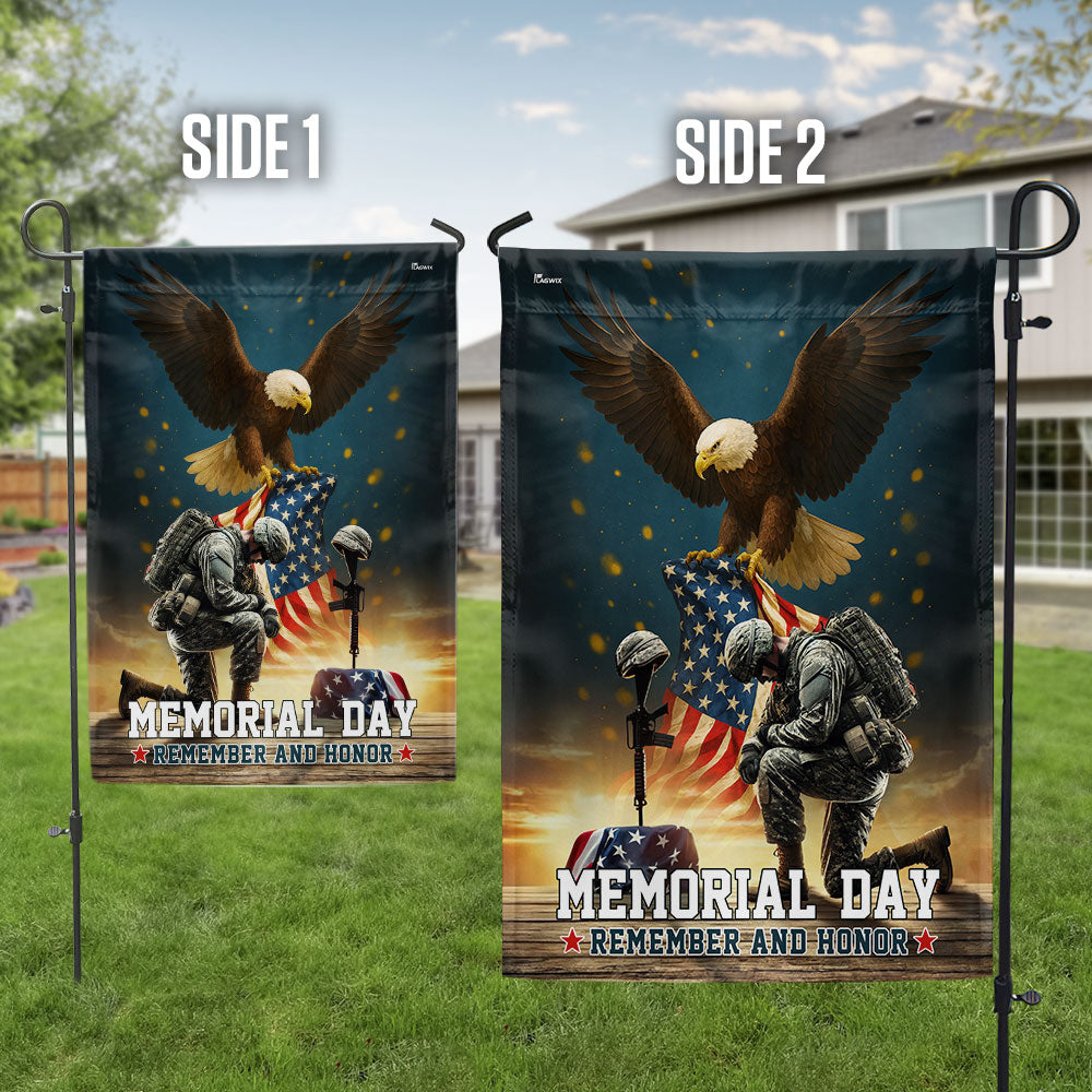 Memorial Day Eagle Kneeling Soldier Remember and Honor Flag MLN5543DTD