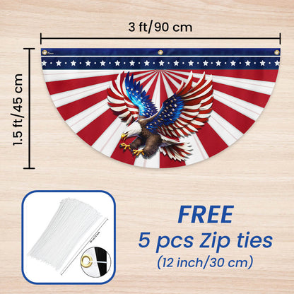 Flagwix American Flag - Patriotic Eagle American Non-Pleated Fan Flag MLN3061FL