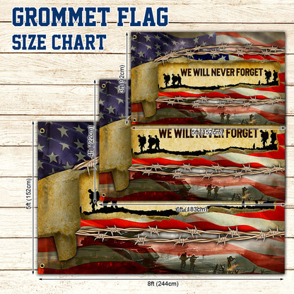Veteran Grommet Flag We Will Never Forget BNN205GF