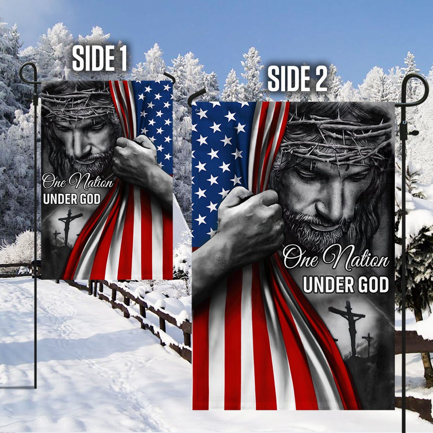 One Nation Under God Jesus Garden Flag &amp; Mailbox Cover TRL06Fv5MF