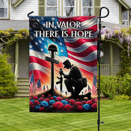 FLAGWIX  Veteran Memorial Day Kneeling Solder Cross In Valor There Is Hope Flag MLN2606F