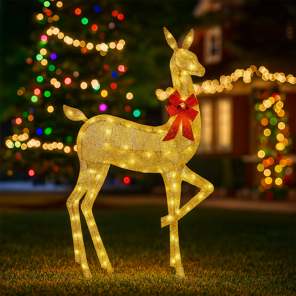 ⚡50%OFF⚡🦌✨ Golden Lighted Reindeer – Illuminate Your Christmas Spirit