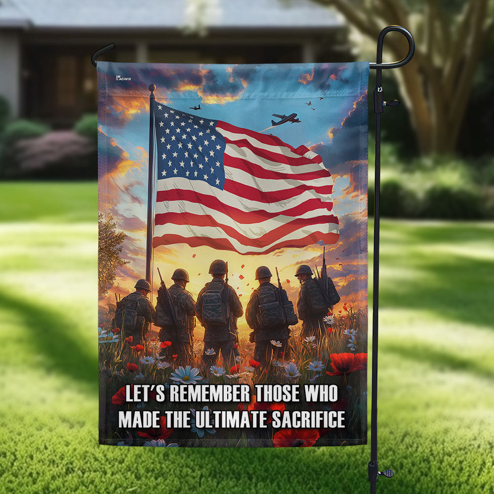 Memorial Day Army Poppy Flowers Flag THR81LPN