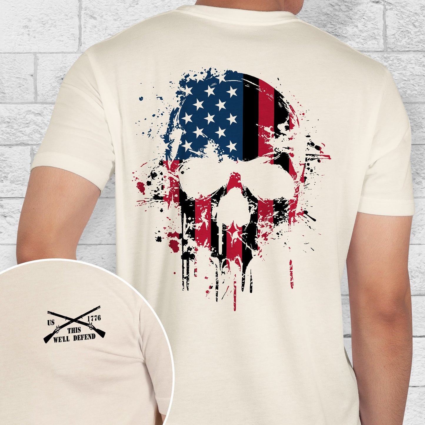 Happy 4th Of july, Patriotic American Skull, This We'll Defend U.S. Veteran T-Shirt TPT1893TS