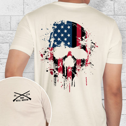 Happy 4th Of july, Patriotic American Skull, This We'll Defend U.S. Veteran T-Shirt TPT1893TS