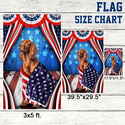 Flagwix American Flag - Happy 4th Of july. Irish Setter Patriotic Dog, American Flag Wrapped in Glory TPT898Fv7