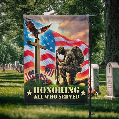 Veterans Day Honoring All Who Served Kneeling Soldier Veteran American Flag MLN4043F