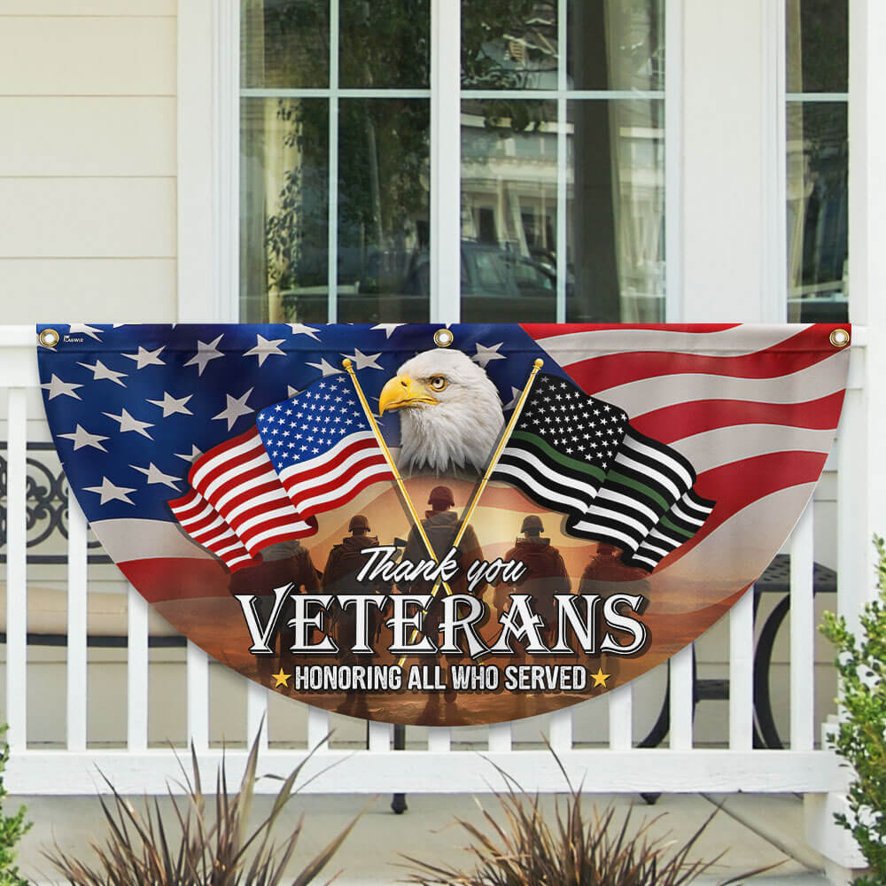 Thank You Veterans, American Eagle Memorial Day Veteran Non-Pleated Fan Flag TPT1643FL