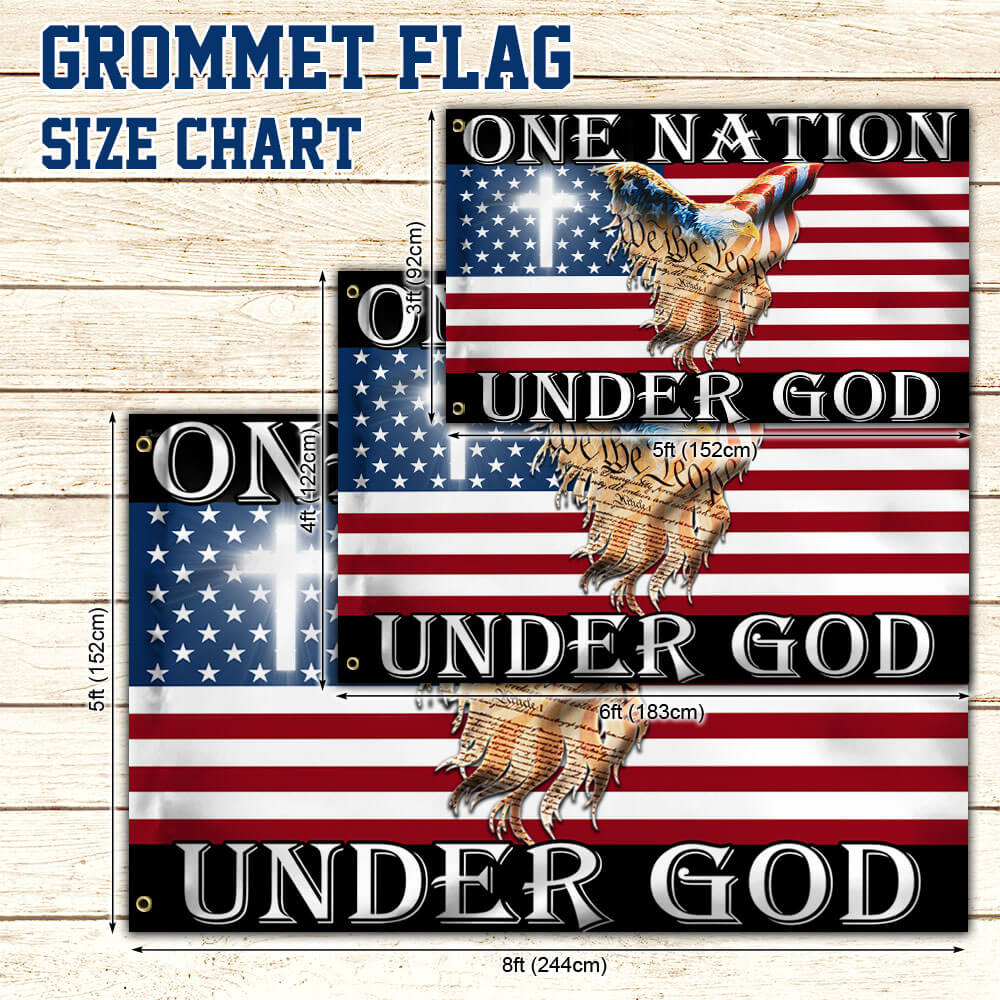 Flagwix American Flag - One Nation Under God Patriotic Eagle American Grommet Flag TPT1310GF