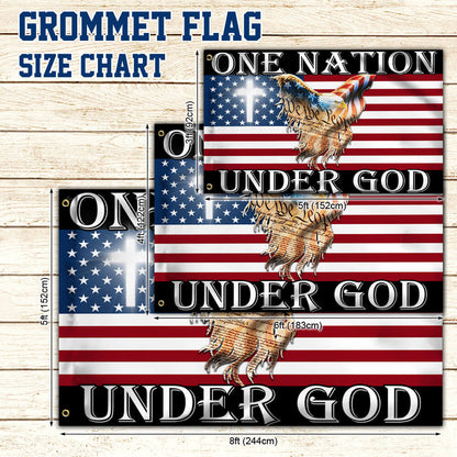 Flagwix American Flag - One Nation Under God Patriotic Eagle American Grommet Flag TPT1310GF