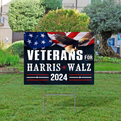 Veterans for Harris Walz 2024 Election Yard Sign MLN3928YS