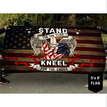 Veteran. Stand for The Flag Kneel for The Cross Grommet Flag MLN300GF